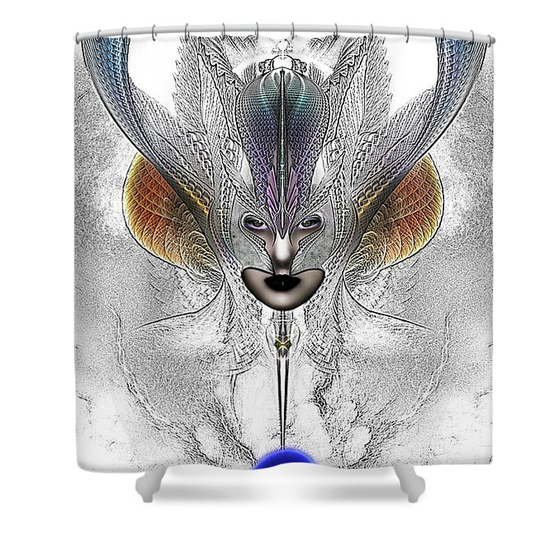 Taidushan Sai Shower Curtain featuring the digital art Taidushan Sai Faux Painting Fractal Portrait by Rolando Burbon