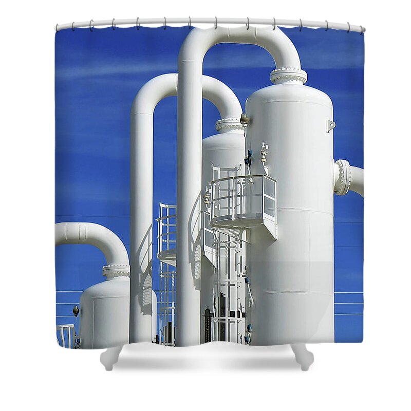 Infrastructure Shower Curtain featuring the photograph Tanks in Blue by Jonathan Thompson