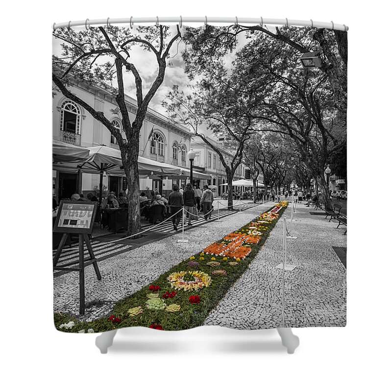 Funchal Shower Curtain featuring the photograph Tapestry of Flowers in Funchal by Eva Lechner