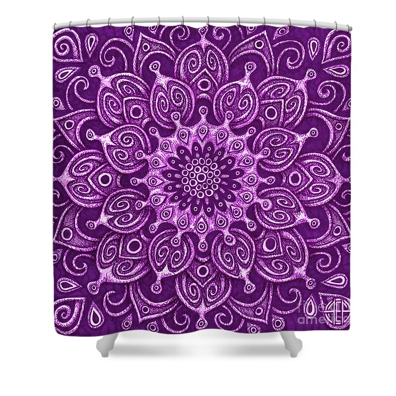 Boho Shower Curtain featuring the drawing Tapestry Square 24 by Amy E Fraser