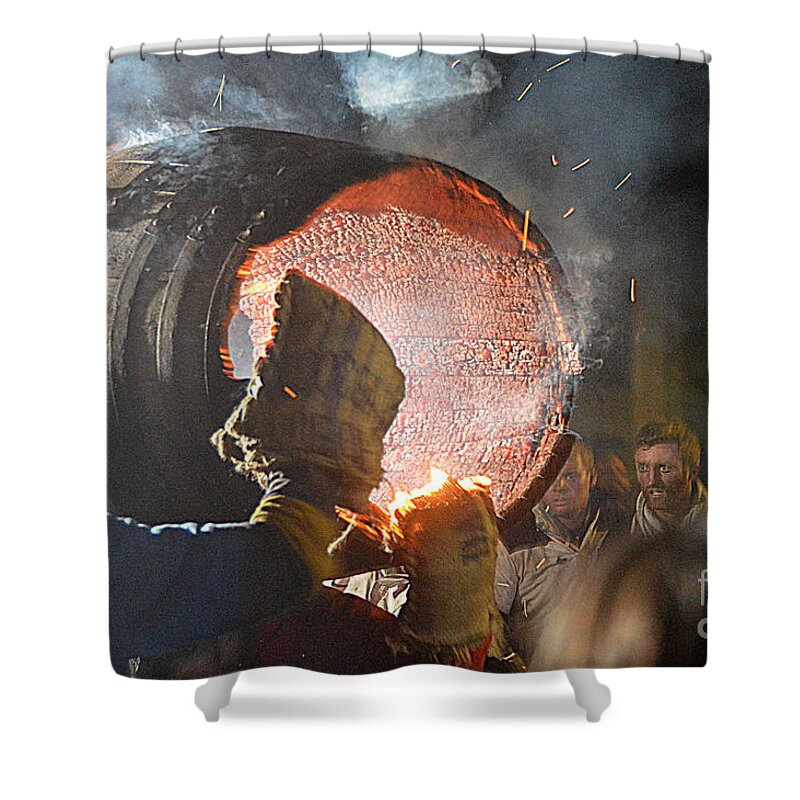 Tar Barrels Shower Curtain featuring the photograph Tar Barrels by Andy Thompson