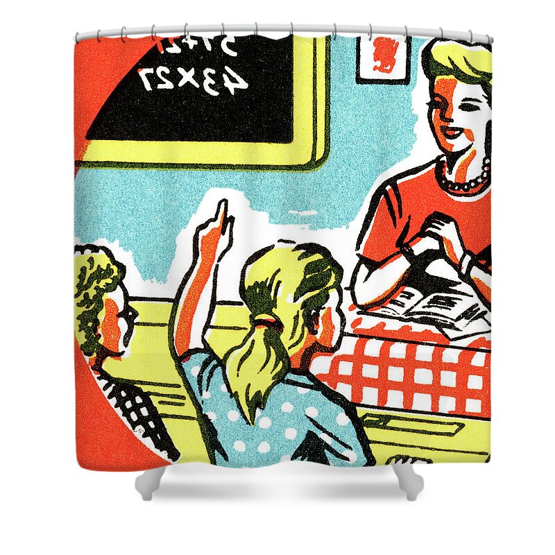 Academic Shower Curtain featuring the drawing Teacher in Classroom by CSA Images