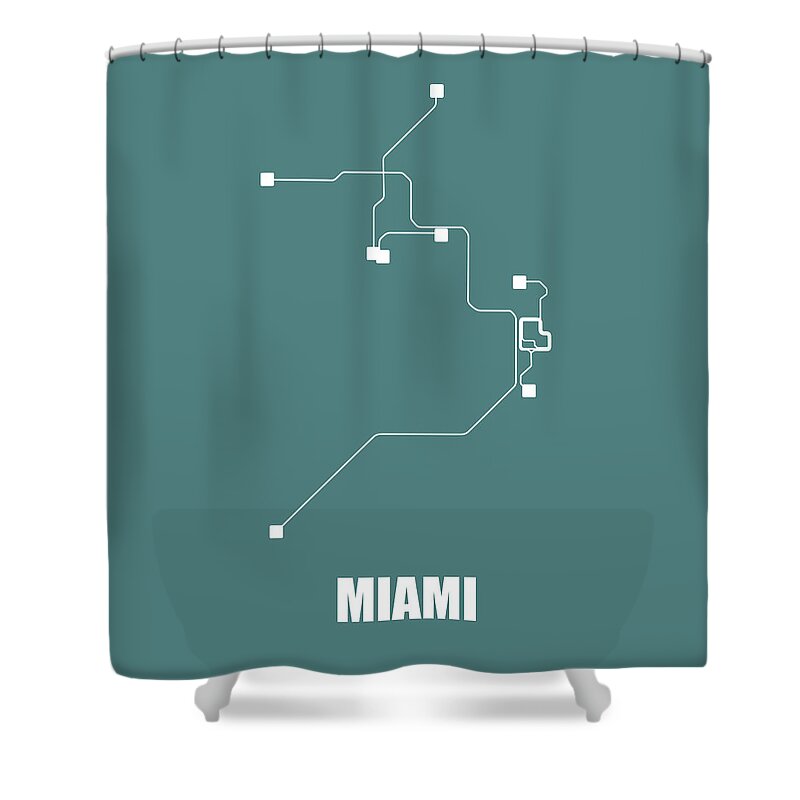 Miami Shower Curtain featuring the digital art Teal Miami Subway Map by Naxart Studio