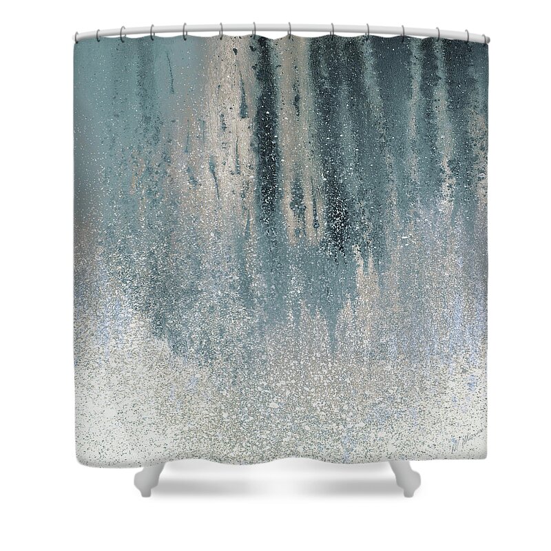 Teal Shower Curtain featuring the mixed media Teal Summer Woods II by M. Mercado