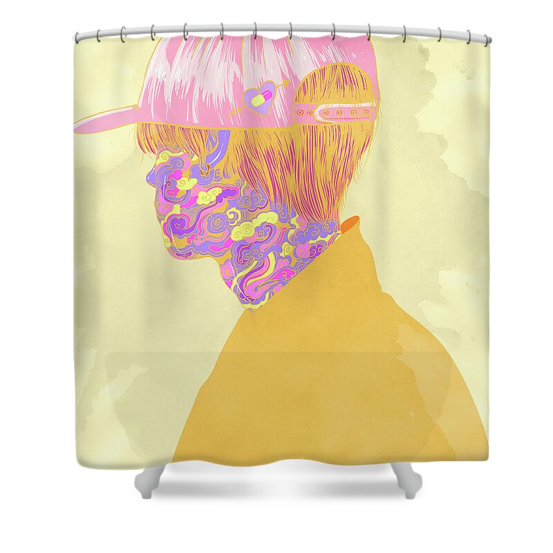 16-17 Years Shower Curtain featuring the photograph Teenage Boy With Pill Inside Head by Ikon Images
