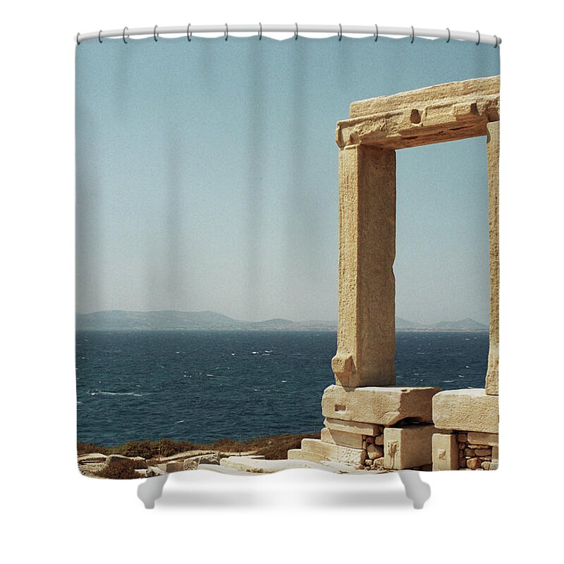 Greek Culture Shower Curtain featuring the photograph Temple Of Apollo In Naxos, Greece by Deimagine