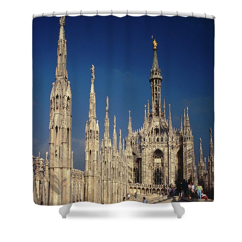 Clear Sky Shower Curtain featuring the photograph Terrace Of Milan Cathedral by Lonely Planet