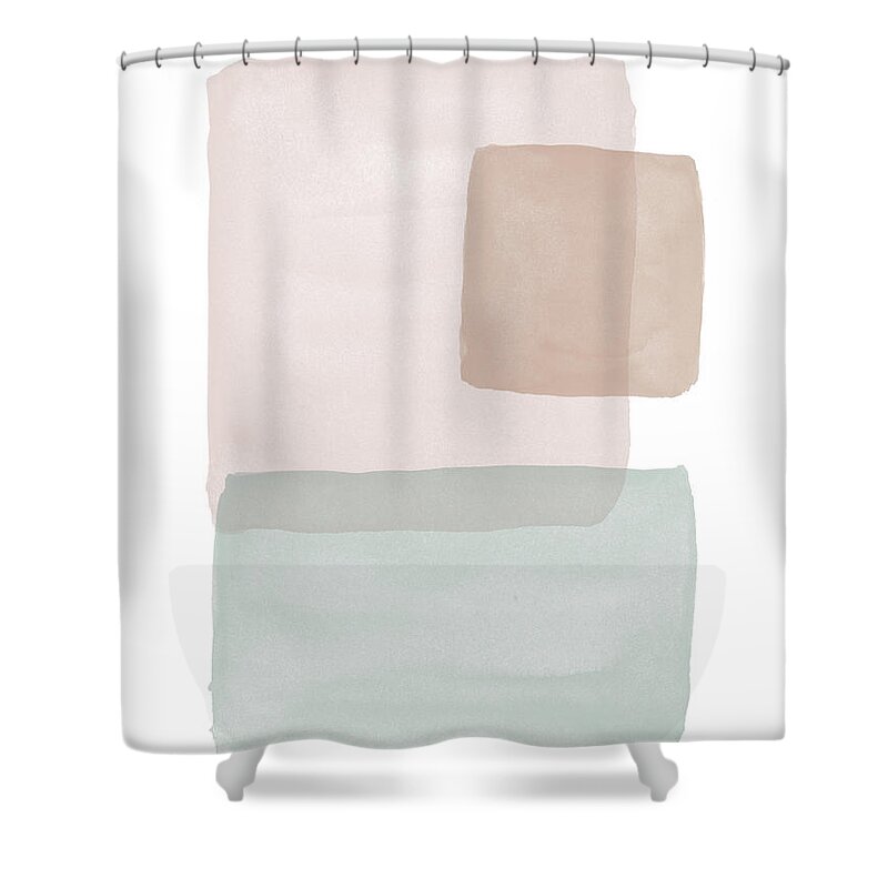 Watercolor Shower Curtain featuring the painting Terrazzo Watercolor Blocks 2- Art by Linda Woods by Linda Woods