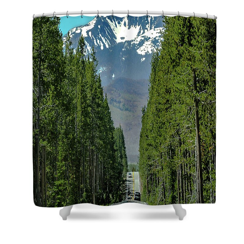 Yellowstone National Park Shower Curtain featuring the photograph Tetons - First Glimpse by David Meznarich