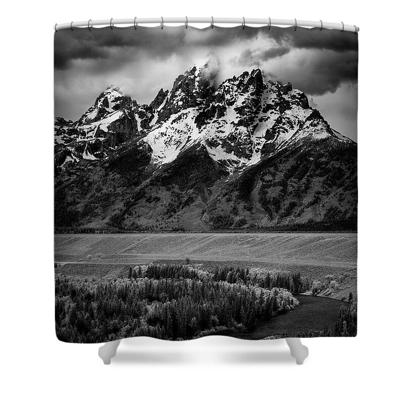 Tetons Shower Curtain featuring the photograph Tetons over the Snake River II by Jon Glaser