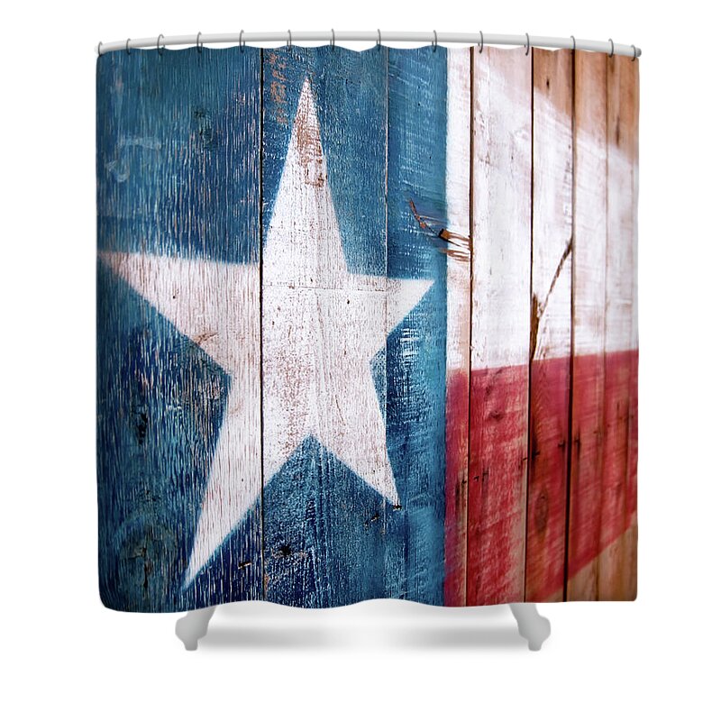 Wood Shower Curtain featuring the photograph Texas Flag Rustic by Lanier