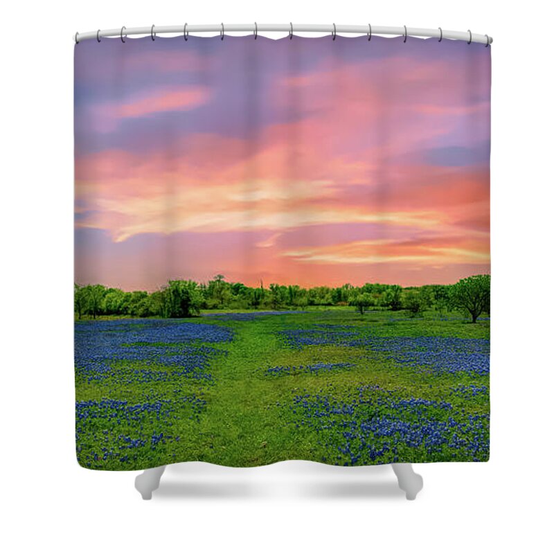  Postcards From Texas Shower Curtain featuring the photograph Texas State Flower, Bluebonnets by G Lamar Yancy