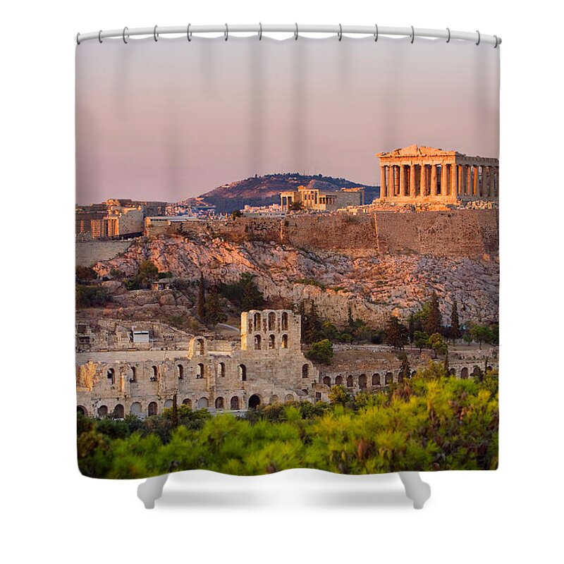 Majestic Shower Curtain featuring the photograph The Acropolis Of Athens by Scott E Barbour