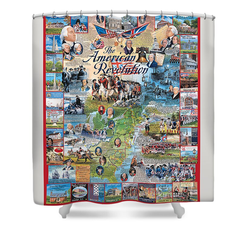 Revolutionary War Shower Curtain featuring the mixed media The American Revolution by Randy Green