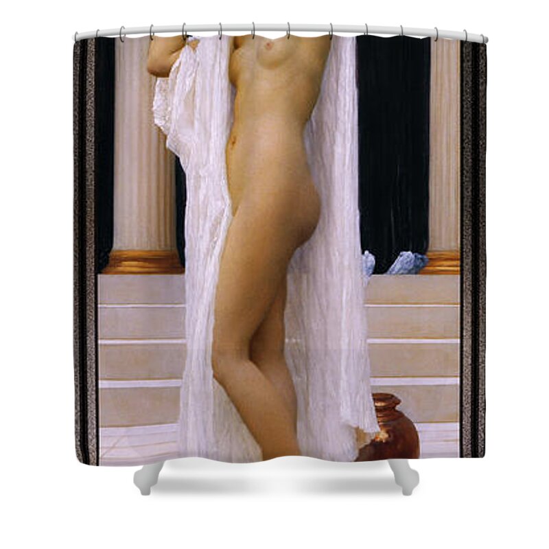 The Bath Of Psyche Shower Curtain featuring the painting The Bath of Psyche by Frederic Leighton by Rolando Burbon