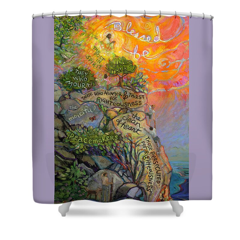 Jen Norton Shower Curtain featuring the painting The Beatitudes by Jen Norton