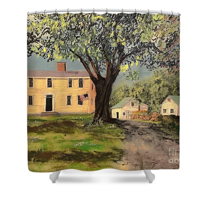  Shower Curtain featuring the painting The Brackett Farm by Francois Lamothe