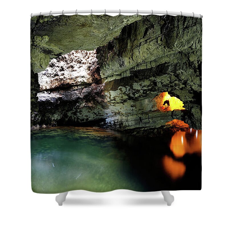 Cave Of Smoo Shower Curtain featuring the photograph The Cave of Smoo by Nicholas Blackwell