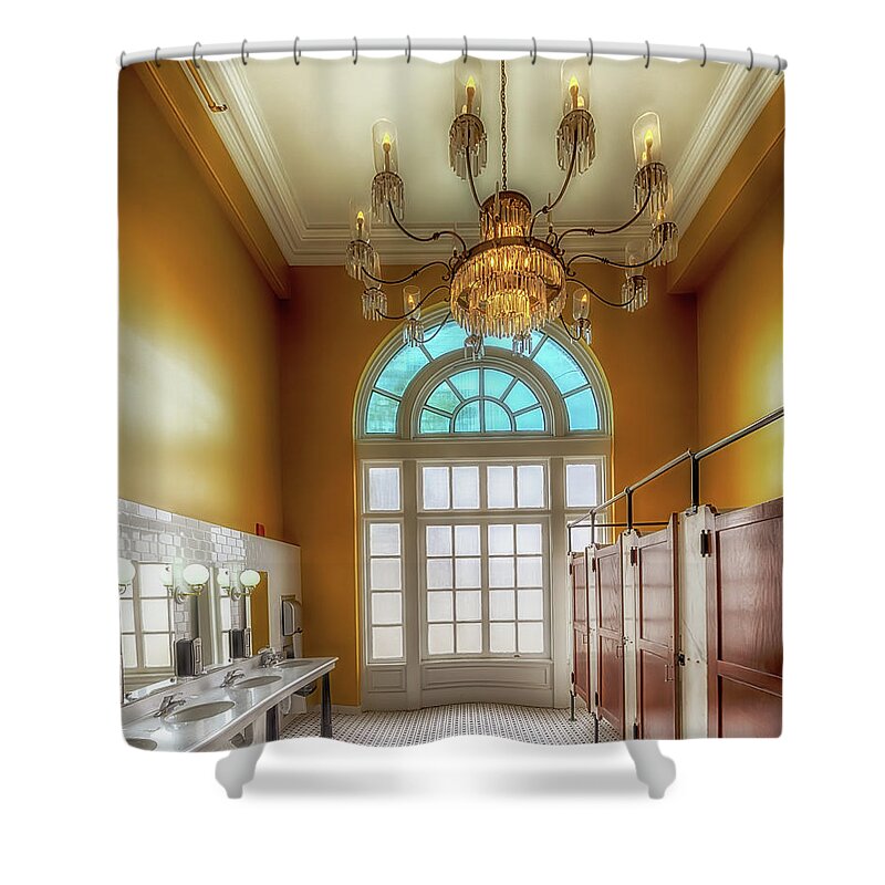 Ladies Room Shower Curtain featuring the photograph The Choo Choo Ladies Room by Susan Rissi Tregoning