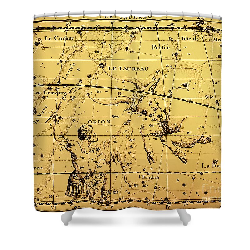Constellation Shower Curtain featuring the painting The Constellations Orion And Taurus by European School