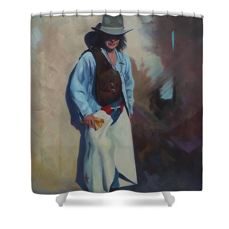 Firurative Art Shower Curtain featuring the painting The Cowgirl by Carolyne Hawley