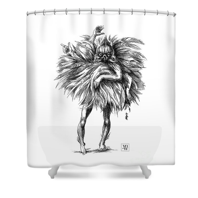 Dance Shower Curtain featuring the drawing The Dance Macabre by Yvonne Wright