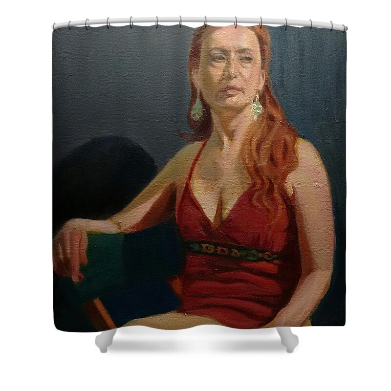Portrait Shower Curtain featuring the painting The Dancer by Nicolas Bouteneff