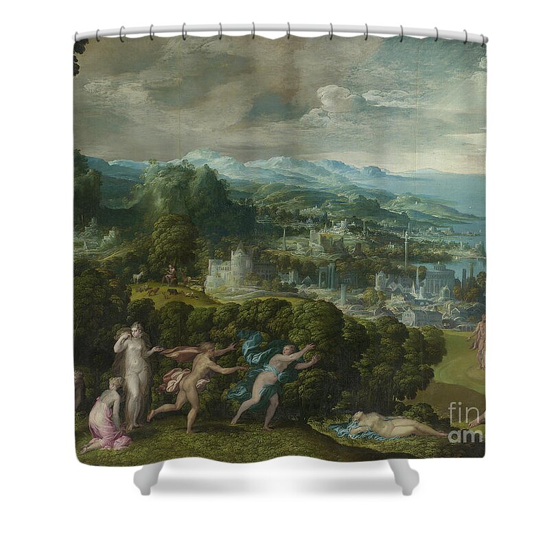 Mythology Shower Curtain featuring the painting The Death Of Eurydice, 1552-71 by Nicolo Dell' Abate