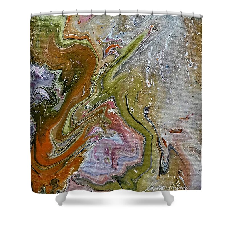 Earth Shower Curtain featuring the painting The deepest symphony by Monica Elena