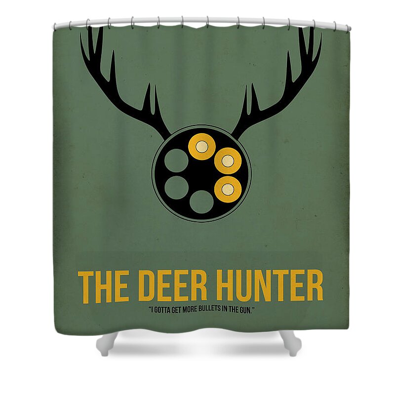 The Deer Hunter Shower Curtain featuring the digital art The Deer Hunter by Naxart Studio