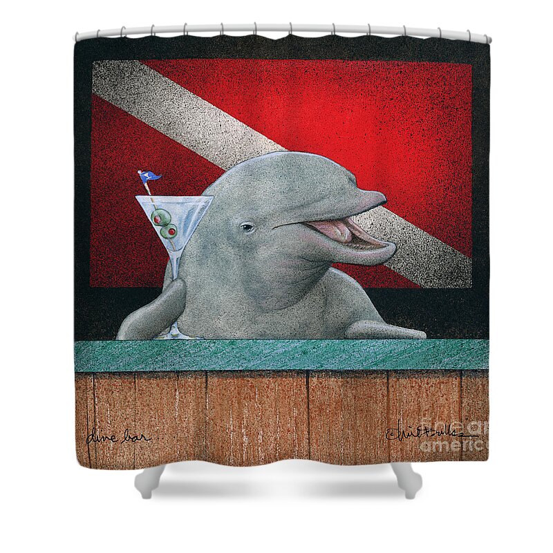 Dive Bar Shower Curtain featuring the painting the Dive Bar... by Will Bullas