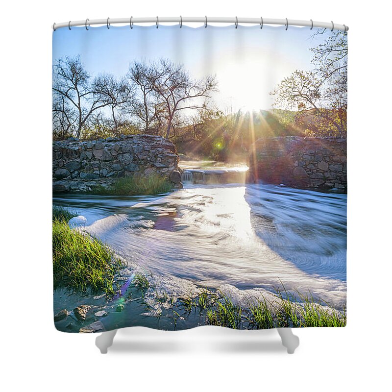 San Diego Shower Curtain featuring the photograph The Old Mission Dam #1 by Joseph S Giacalone