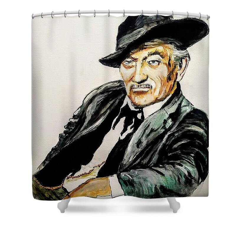 Gunsmoke Shower Curtain featuring the painting The Doctor by Mike Benton
