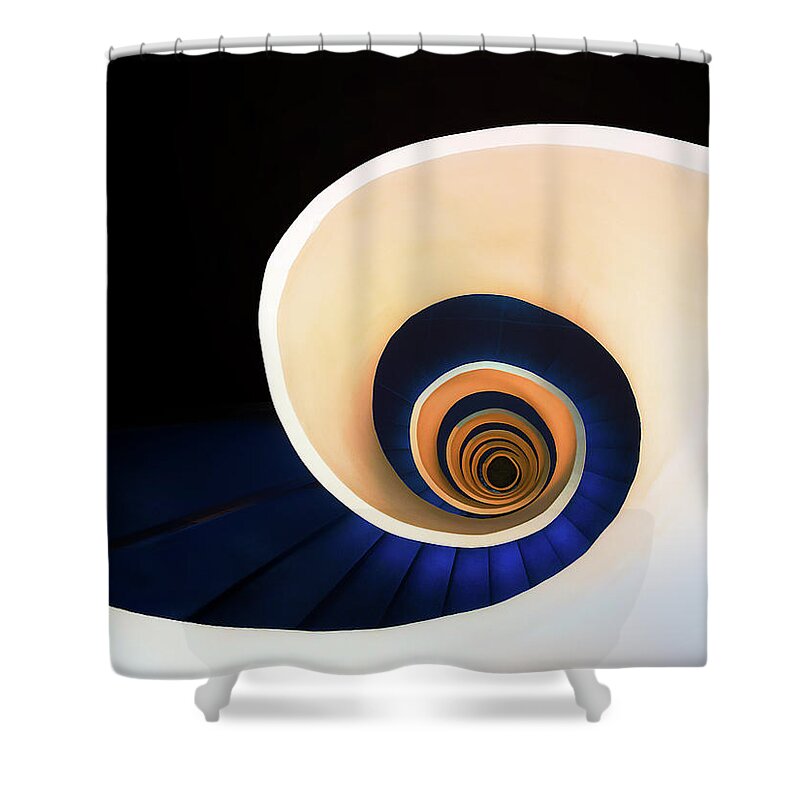 Staircase Shower Curtain featuring the photograph The Downward Spiral by Mikel Martinez de Osaba