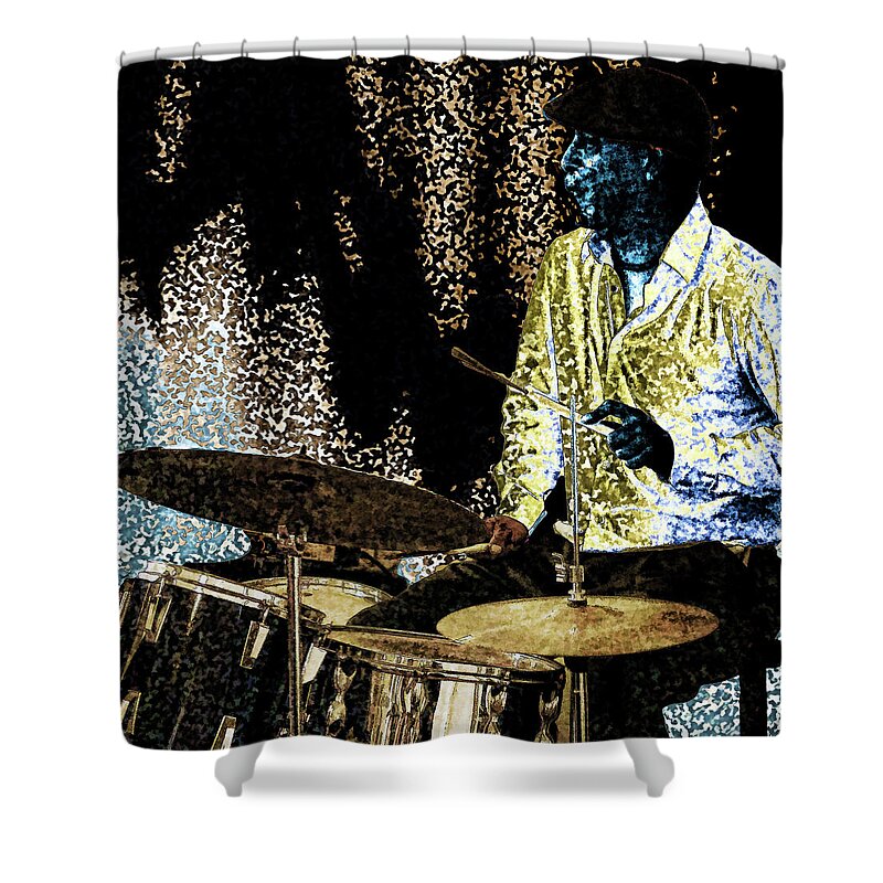 Drums Shower Curtain featuring the photograph The Drummer by Jessica Levant