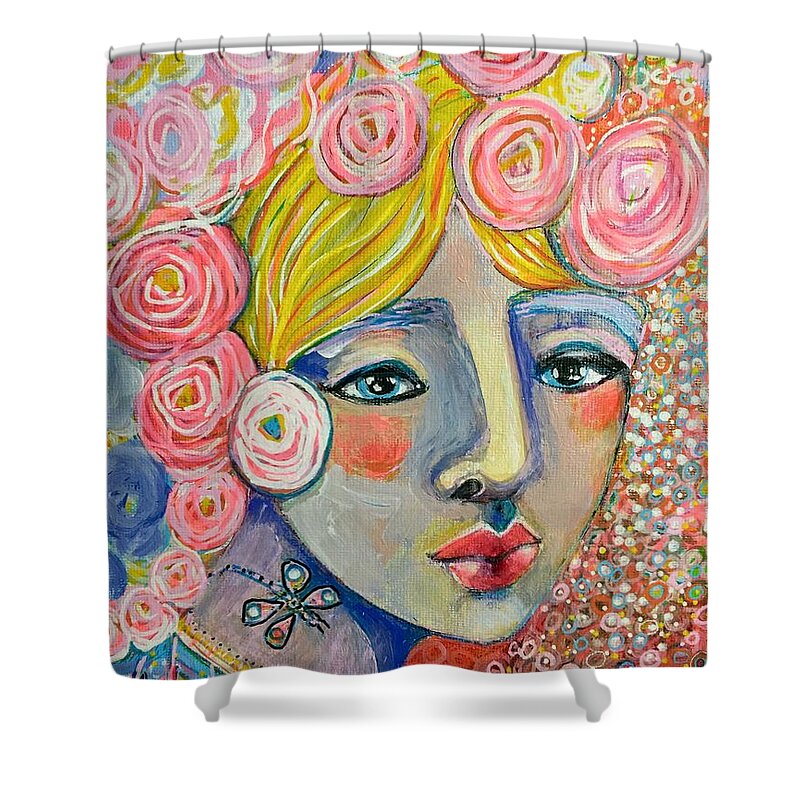  Shower Curtain featuring the mixed media The Empath by Coco Olson