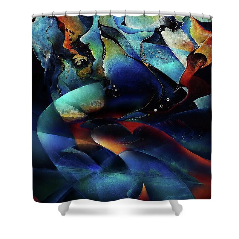 Abstract Shower Curtain featuring the mixed media the epic of Gilgamesh by Wolfgang Schweizer