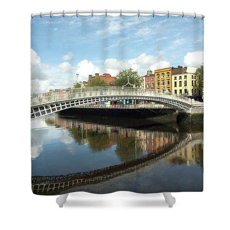 Dublin Shower Curtain featuring the photograph The Famous Hapenny Bridge In Dublin by Stevenallan