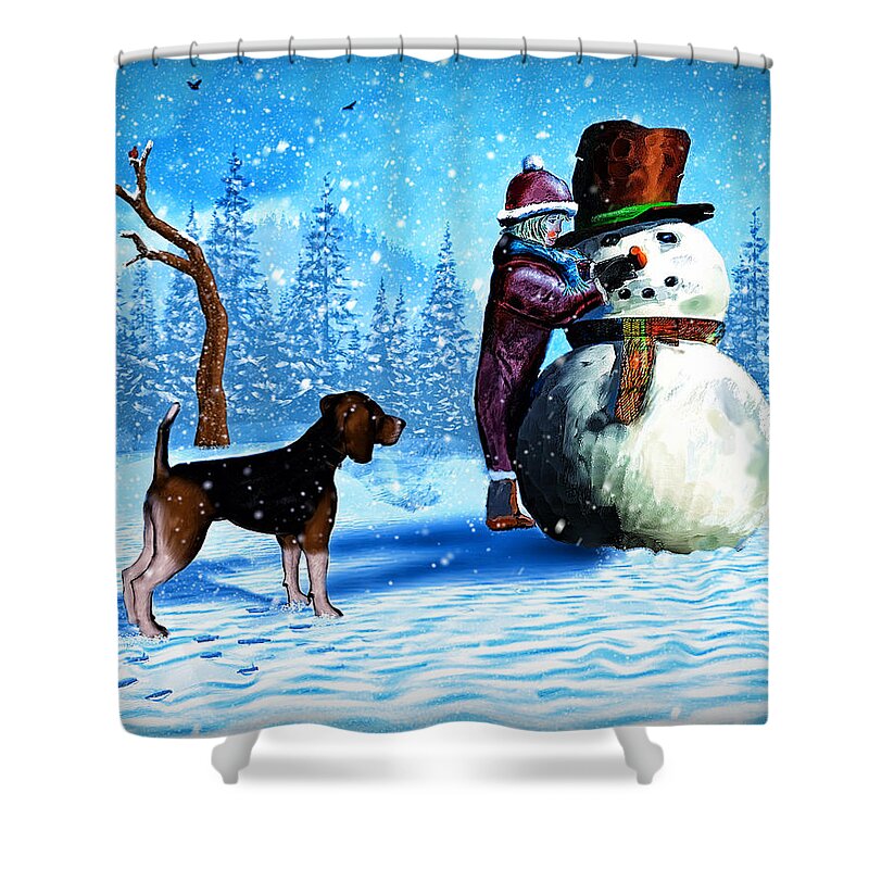 Nose Shower Curtain featuring the digital art The Final Touches by Ken Morris