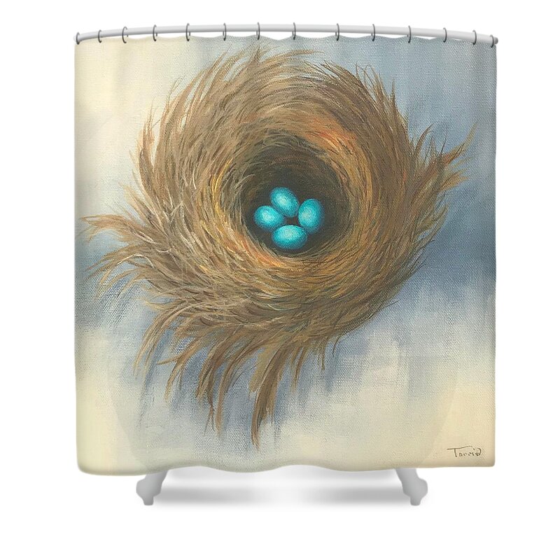 Bird Shower Curtain featuring the painting The Four Sisters by Torrie Smiley
