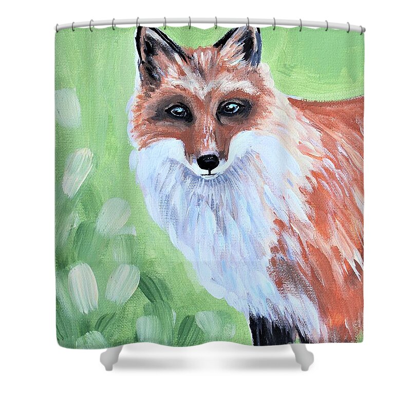 Fox Shower Curtain featuring the painting The Fox by Elizabeth Robinette Tyndall