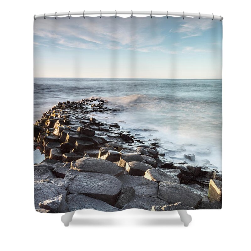Outdoors Shower Curtain featuring the photograph The Giants Causeway In North Ireland by Jacek Kadaj