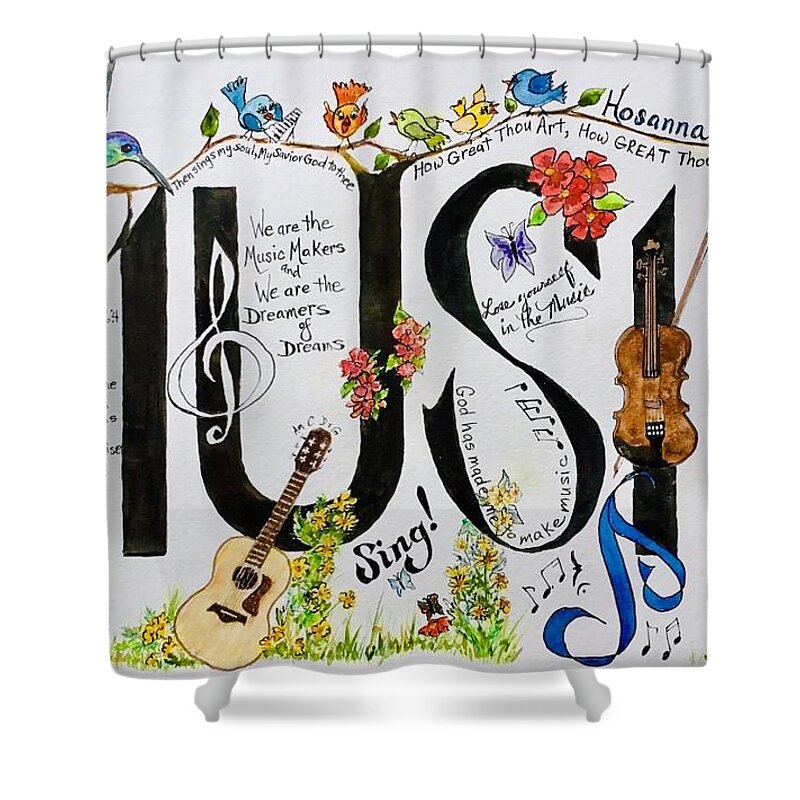 Music Shower Curtain featuring the painting The Gift by Cheryl Wallace