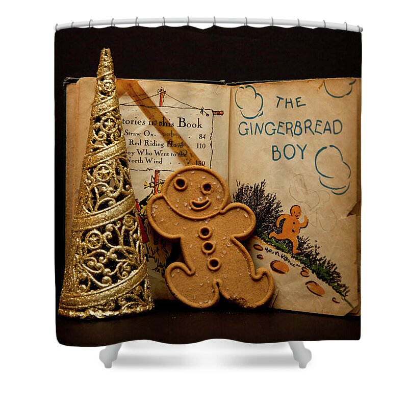 Gingerbread Boy Shower Curtain featuring the photograph The Gingerbread Boy by Toni Hopper