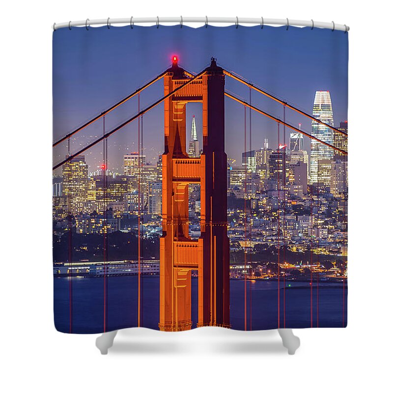 Golden Gate Bridge Shower Curtain featuring the photograph The Golden Gate by Mike Ronnebeck