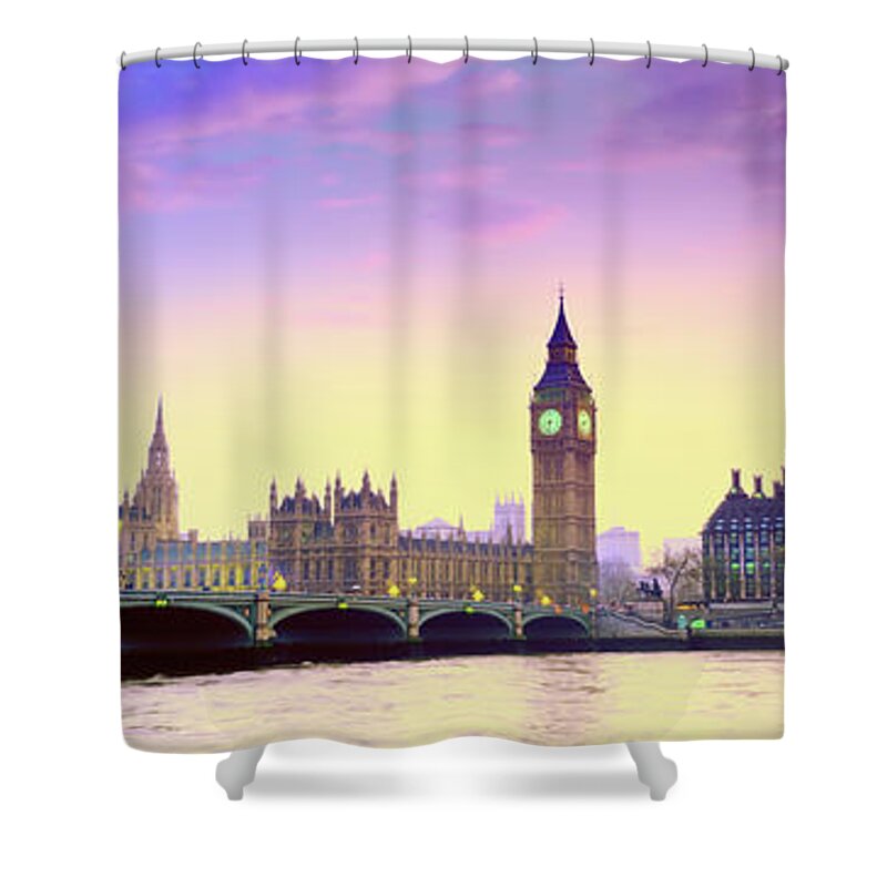 Clock Tower Shower Curtain featuring the photograph The Houses Of Parliament, London by Kathy Collins