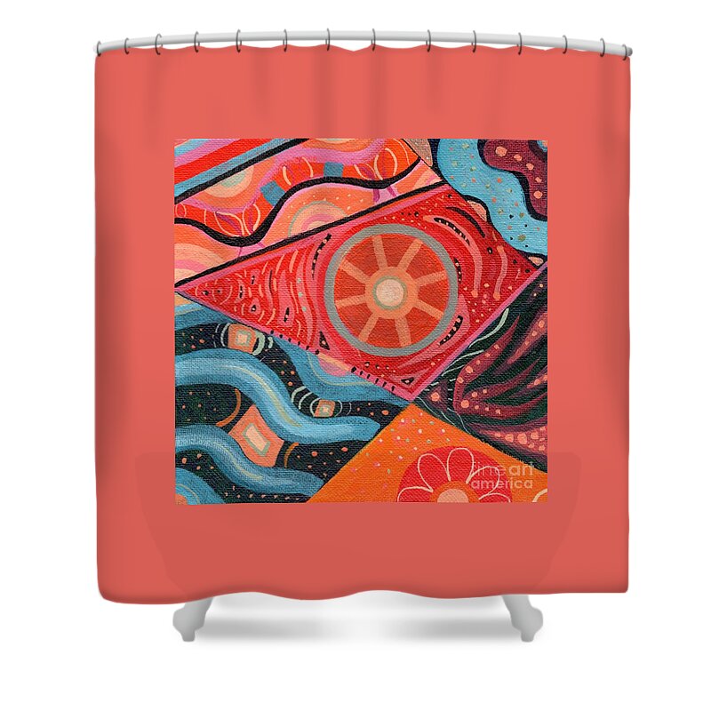 The Joy Of Design Liii By Helena Tiainen Shower Curtain featuring the painting The Joy of Design L I I I by Helena Tiainen