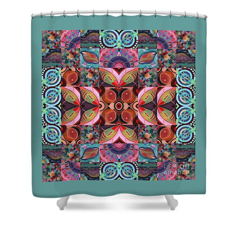 The Joy Of Design Mandala Series Puzzle 7 Arrangement 7 By Helena Tiainen Shower Curtain featuring the painting The Joy of Design Mandala Series Puzzle 7 Arrangement 7 by Helena Tiainen
