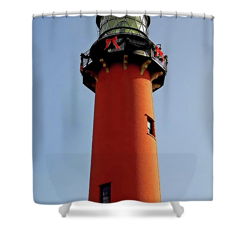 Jupiter Shower Curtain featuring the photograph The Jupiter Lighthouse by D Hackett