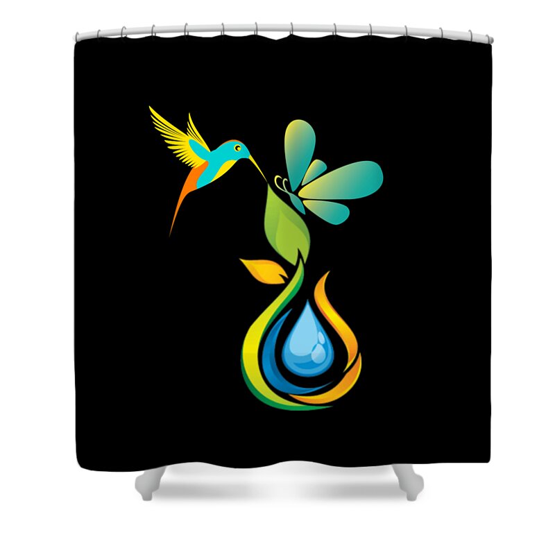 Kissing Shower Curtain featuring the mixed media The Kissing Flower and the Butterfly on Flower Bud by Ize Barbosa DIAMOND IS FOREVER